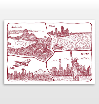 Personalised Adventures & Memories Print (4 to 10 location print)
