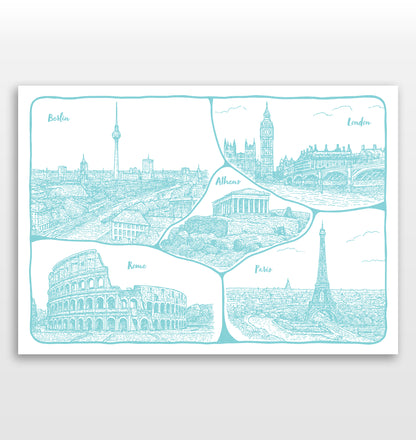 Personalised Adventures & Memories Print (4 to 10 location print)