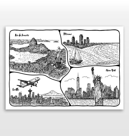Personalised Adventures & Memories Print (4 to 10 location print)