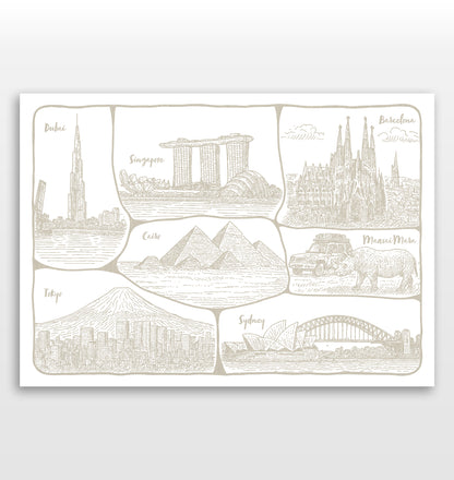 Personalised Adventures & Memories Print (4 to 10 location print)