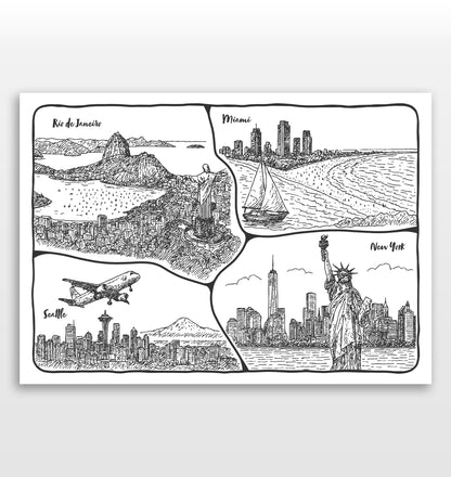 Personalised Adventures & Memories Print (4 to 10 location print)