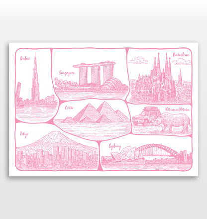 Personalised Adventures & Memories Print (4 to 10 location print)