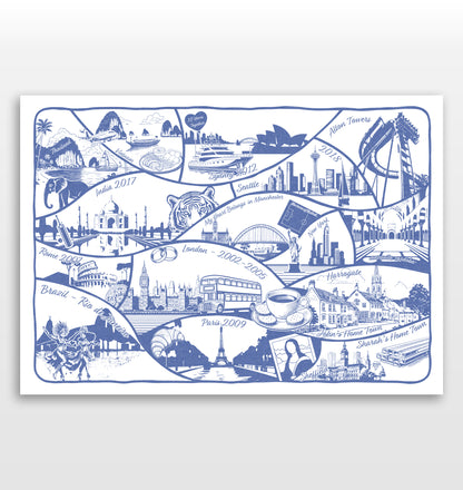 Personalised Adventures & Memories Print (15 Location Print)