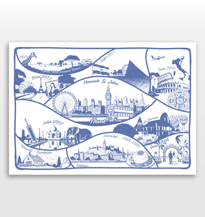 Personalised Adventures & Memories Print (10 Location Print)