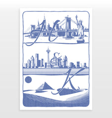 Personalised Adventures & Memories Print (3 Location Print with lettering)