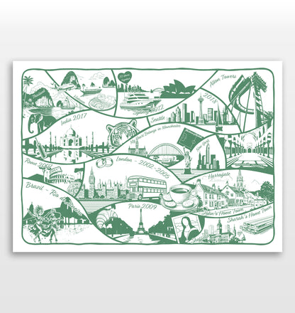 Personalised Adventures & Memories Print (15 Location Print)