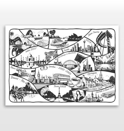 Personalised Adventures & Memories Print (15 Location Print)