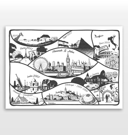 Personalised Adventures & Memories Print (10 Location Print)