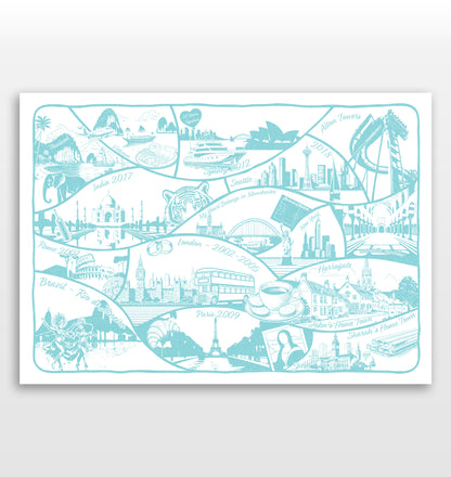 Personalised Adventures & Memories Print (15 Location Print)