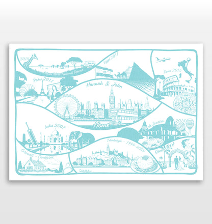 Personalised Adventures & Memories Print (10 Location Print)