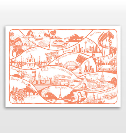 Personalised Adventures & Memories Print (15 Location Print)