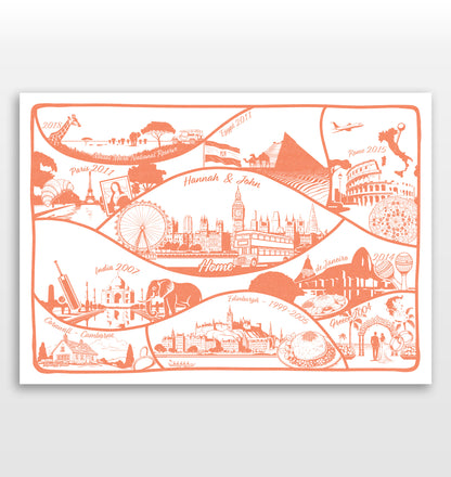 Personalised Adventures & Memories Print (10 Location Print)