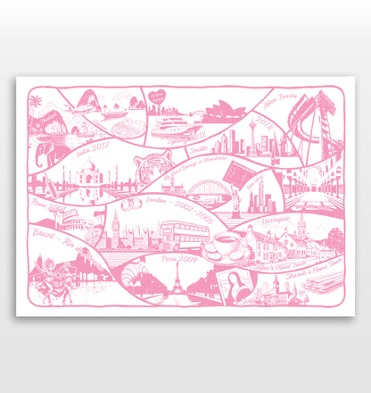 Personalised Adventures & Memories Print (15 Location Print)
