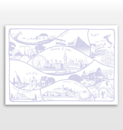 Personalised Adventures & Memories Print (10 Location Print)