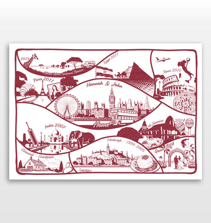 Personalised Adventures & Memories Print (10 Location Print)