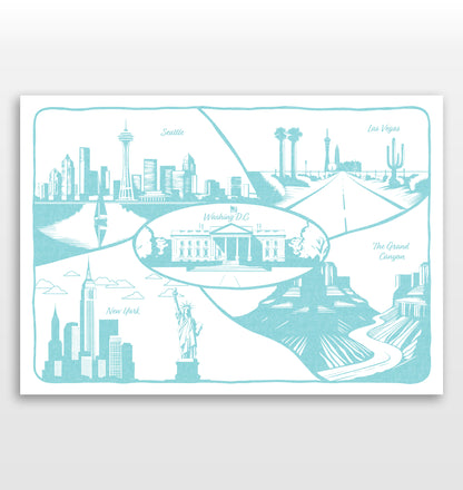 Personalised Adventures & Memories Print (5 Location Print)